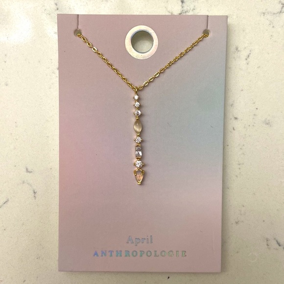 ๐Anthropologie โAprilโ Birthstone Column Pendant Necklace - Picture 2 of 5